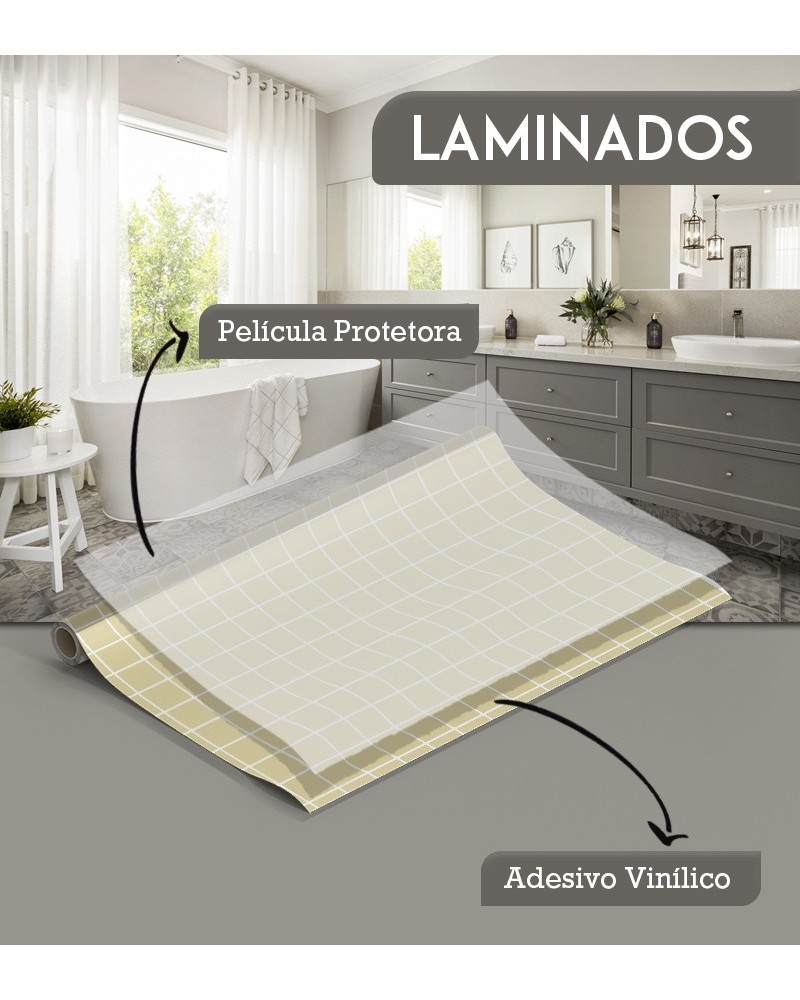 Papel de Parede Laminado para Azulejo - Pastilhas Em Tons de Amarelo Claro