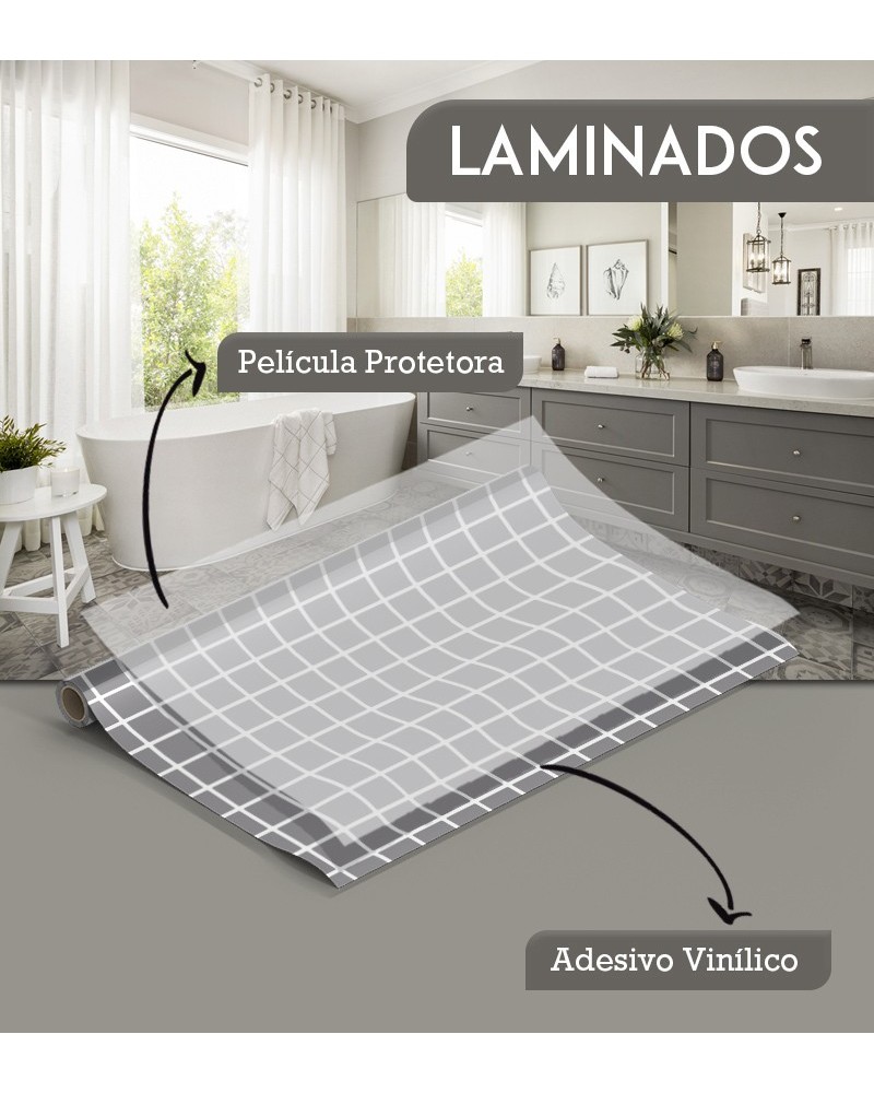 Papel de Parede Laminado para Azulejo - Pastilhas Em Tons de Cinza