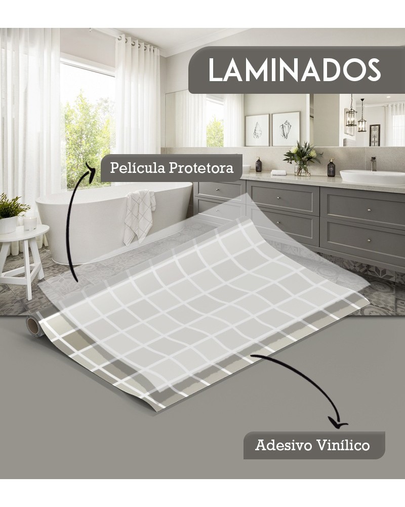 Papel de Parede Laminado para Azulejo - Pastilhas Cores Neutras