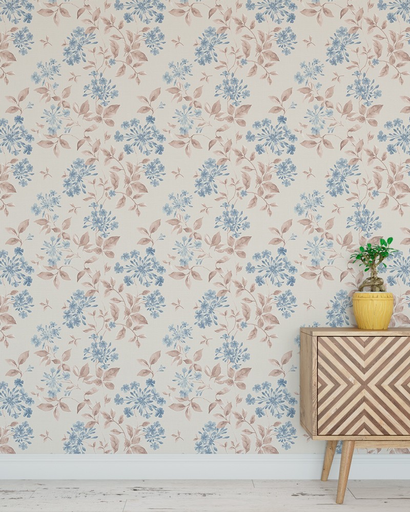 Papel de Parede Dream Folhas e Flores em Tons Neutros - Adesivo Autocolante